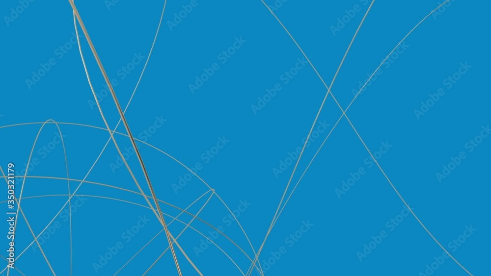 looped digital background with thin golden wires rotating and moving in abstract blue space, matte channel included looped digital background with thin golden wires rotating and moving in abstract blue space, matte channel included