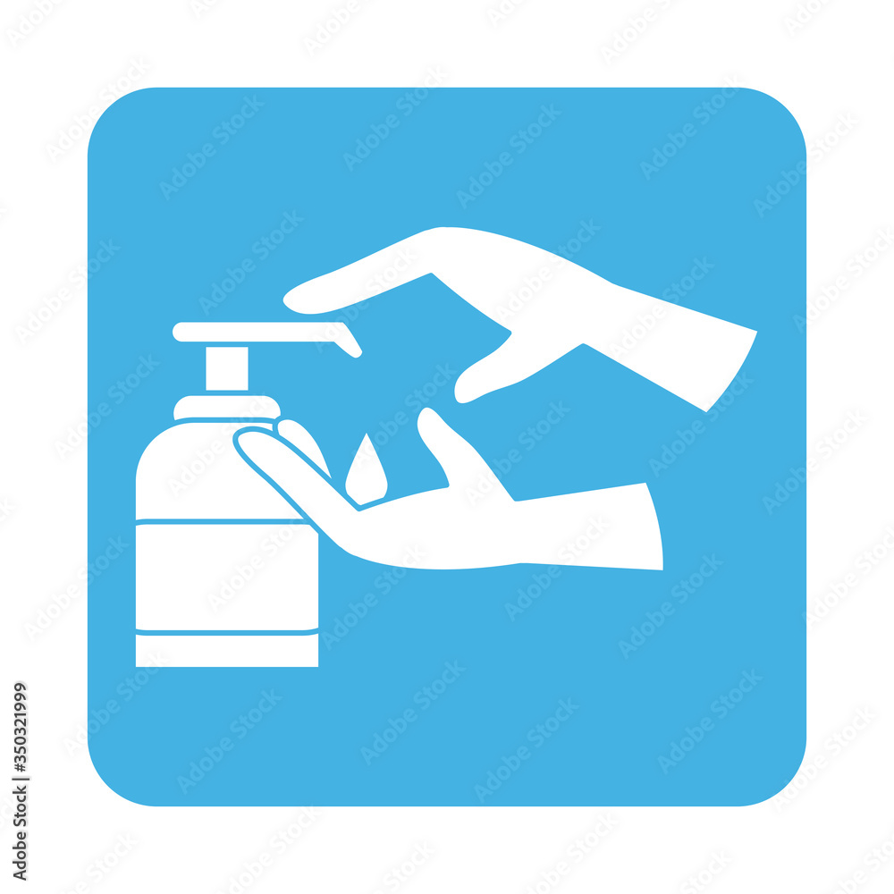 covid 19 coronavirus prevention dispenser liquid soap in hands block style icon covid 19 coronavirus prevention dispenser liquid soap in hands block style icon