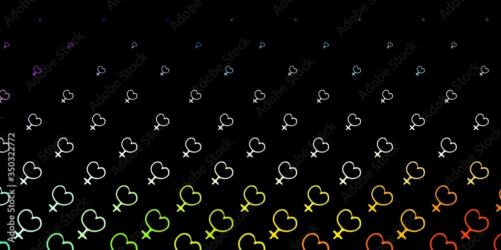 Dark Multicolor vector texture with women's rights symbols.