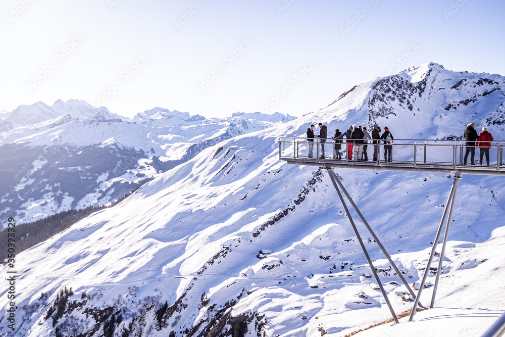 Naklejka premium ski resort in the Switzerland alps, viewpoint grindelwald