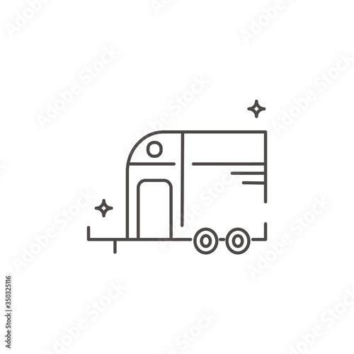 Horse trailer icon in flat style. Caravan for competition travels.