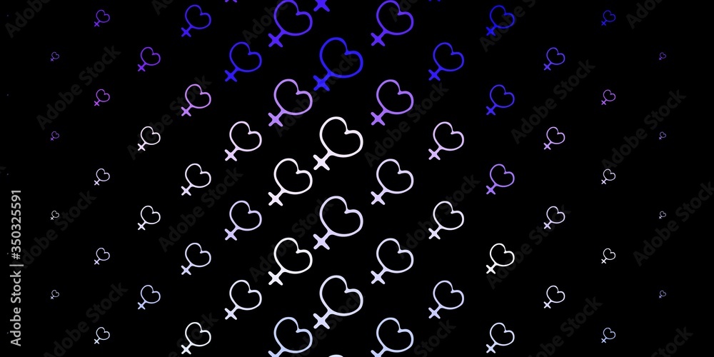 Dark Purple vector pattern with feminism elements.