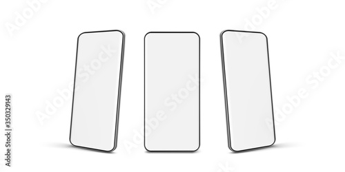 Set of realistic smartphones on a white background