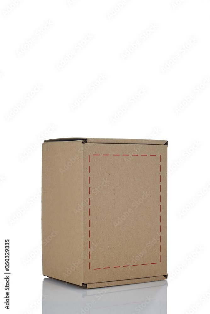 Closed cardboard box isolated on white background