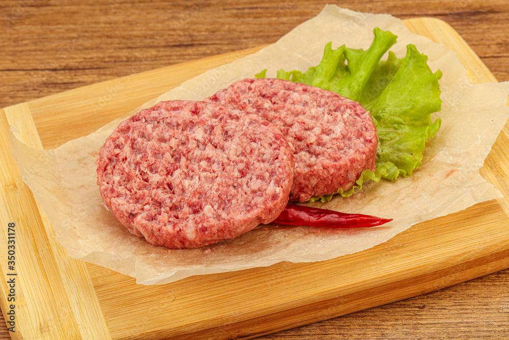Raw beef cutlet for burger Raw beef cutlet for burger