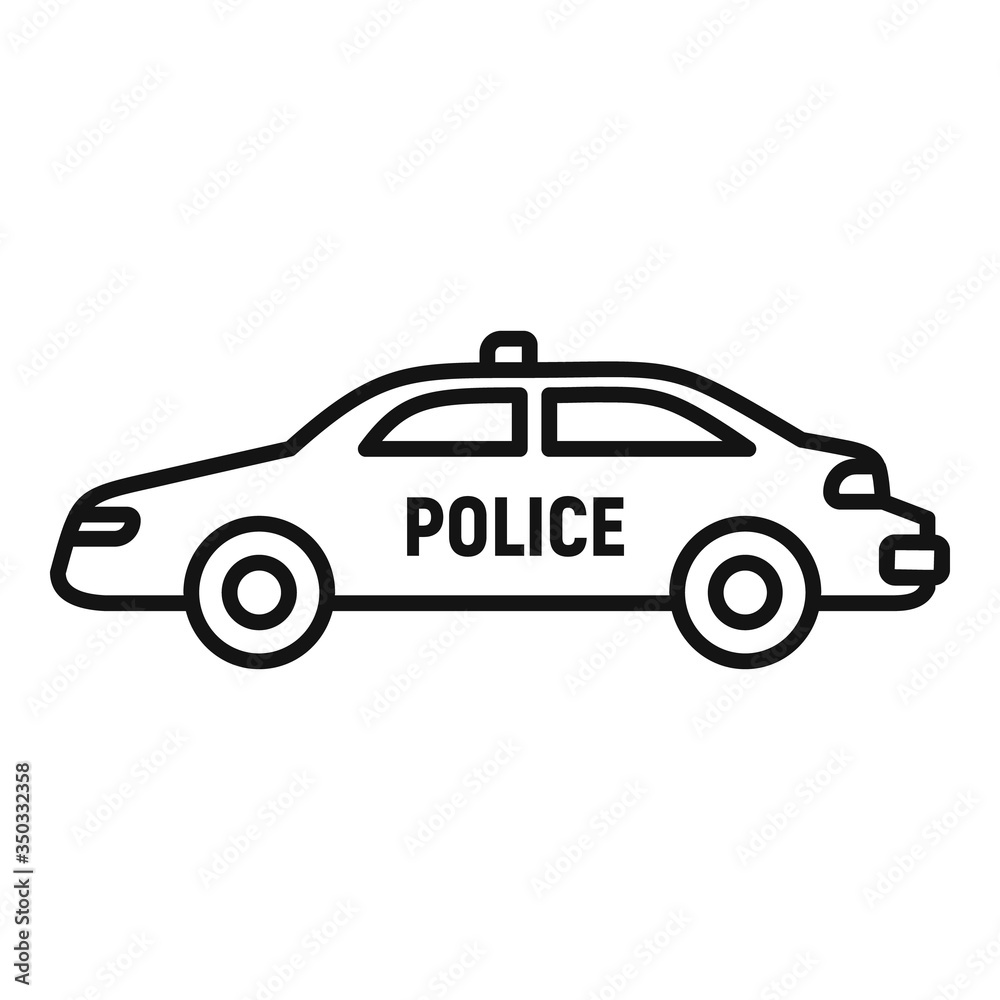 Police car icon. Outline police car vector icon for web design isolated on white background