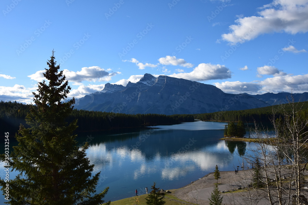 Canadian Rockies - Banff and Jasper national parks. Mountains, rivers and lakes, pristine nature, clear October air.