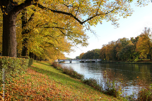 view of a park landscape in the center of Leipzig,Saxony in Germany