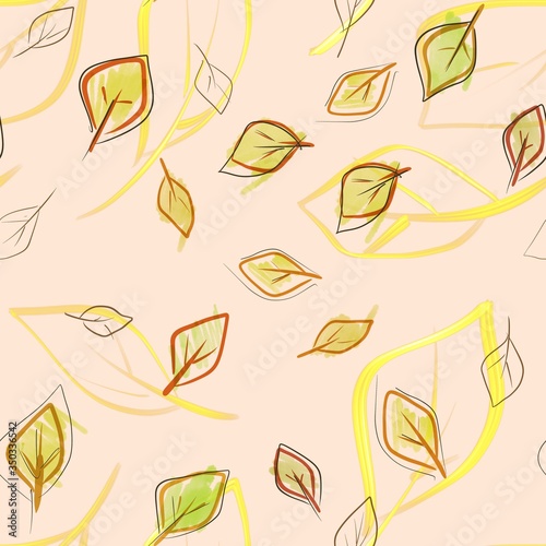 seamless pattern of autumn leaves. child's drawing