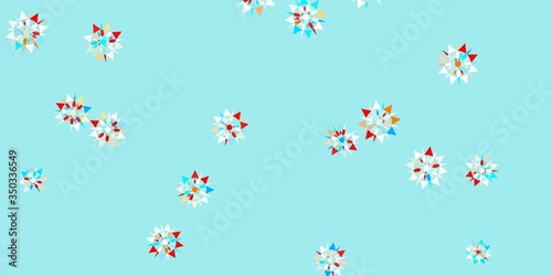 Light blue, red vector template with ice snowflakes.