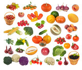 collage of vegetables, fruits and berries on a white background isolated