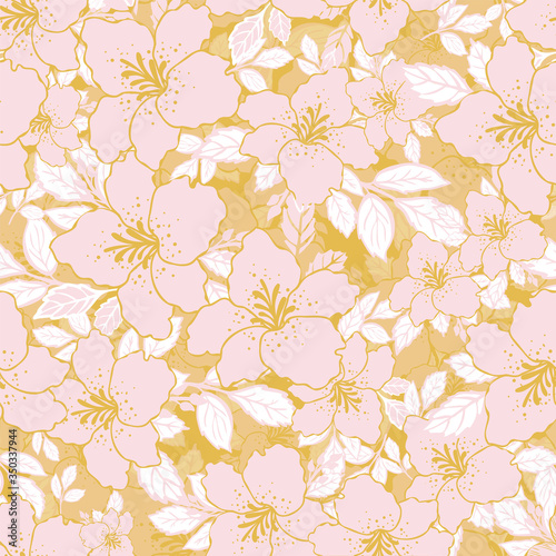 pink lily flower mustard background gradient seamless print background design