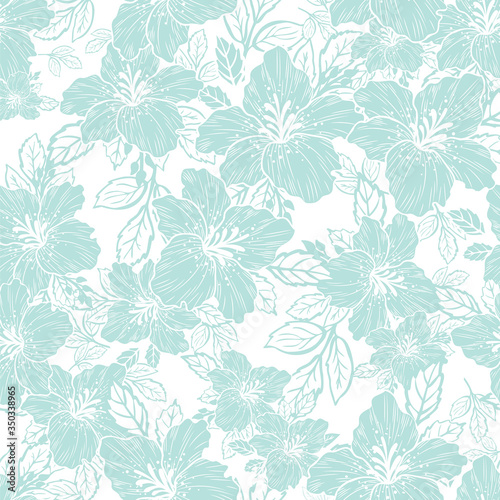 mint lily flower leaf white background seamless print background design