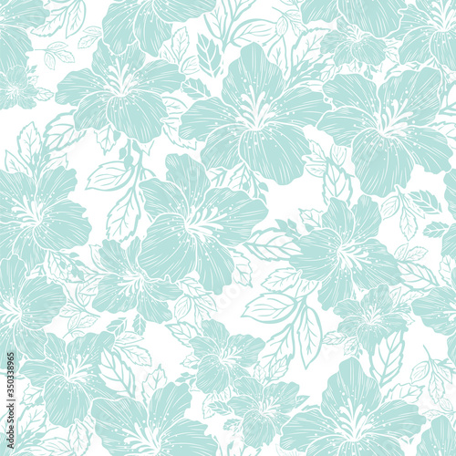 mint lily flower leaf white background seamless print background design