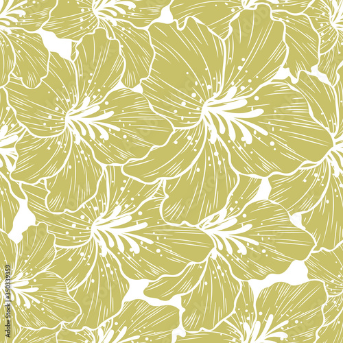mustard lily flower white background seamless print background design