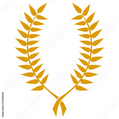 laurel wreath for design and emblem, gold color with frequent leaves