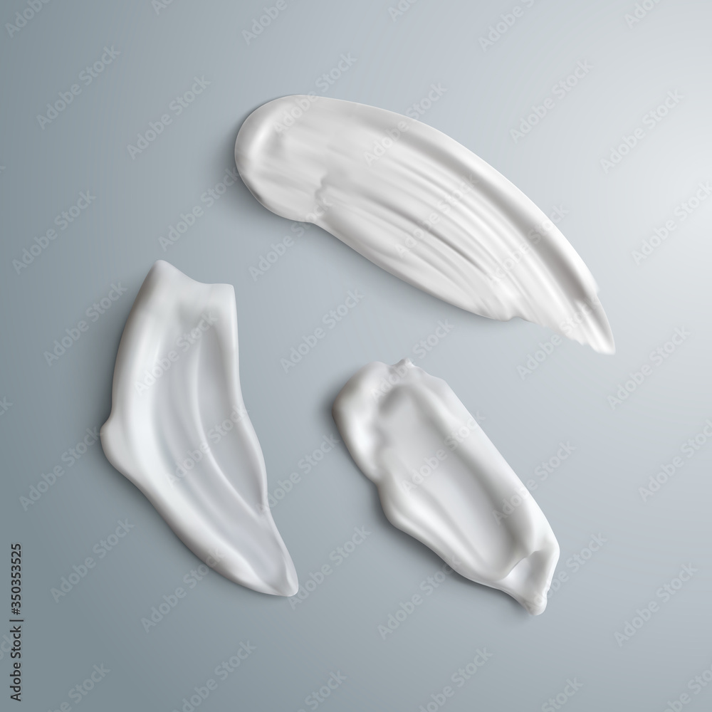 Set of realistic concealer smear strokes. Set of realistic concealer smear strokes.
