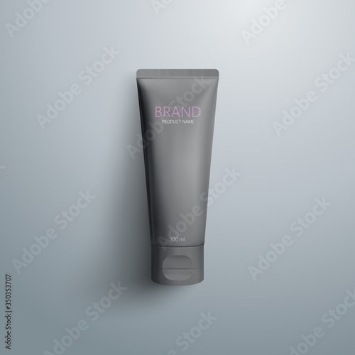 Realistic plastic gray tube template.