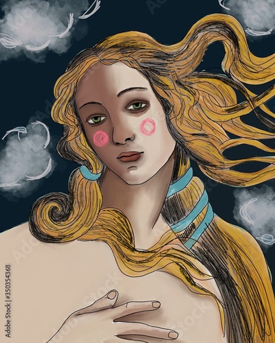 Schilderij op canvas birth of venus illustration