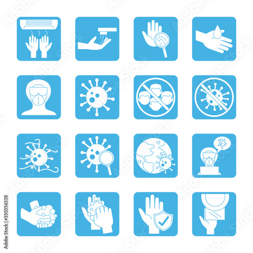 covid 19 coronavirus prevention pandemic disease outbreak icons set line style