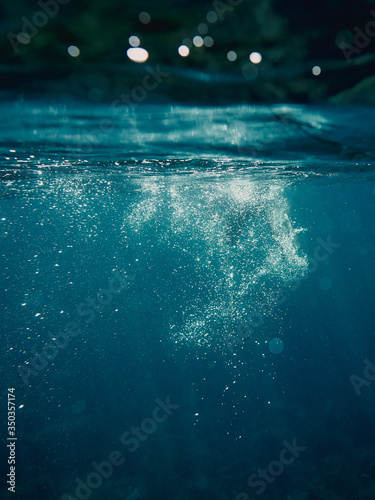 underwater scene with bubbles