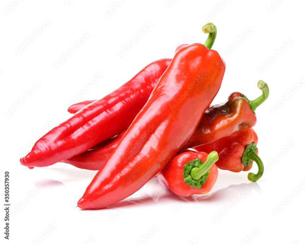 Fresh red pepper slice on white background