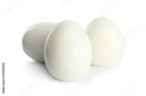 Fresh boiled chicken eggs isolated on white