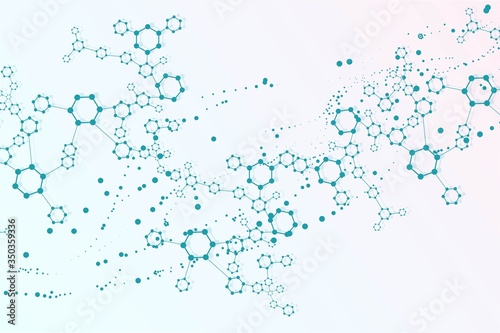 Science network pattern, connecting lines and dots. Technology hexagons structure or molecular connect elements.
