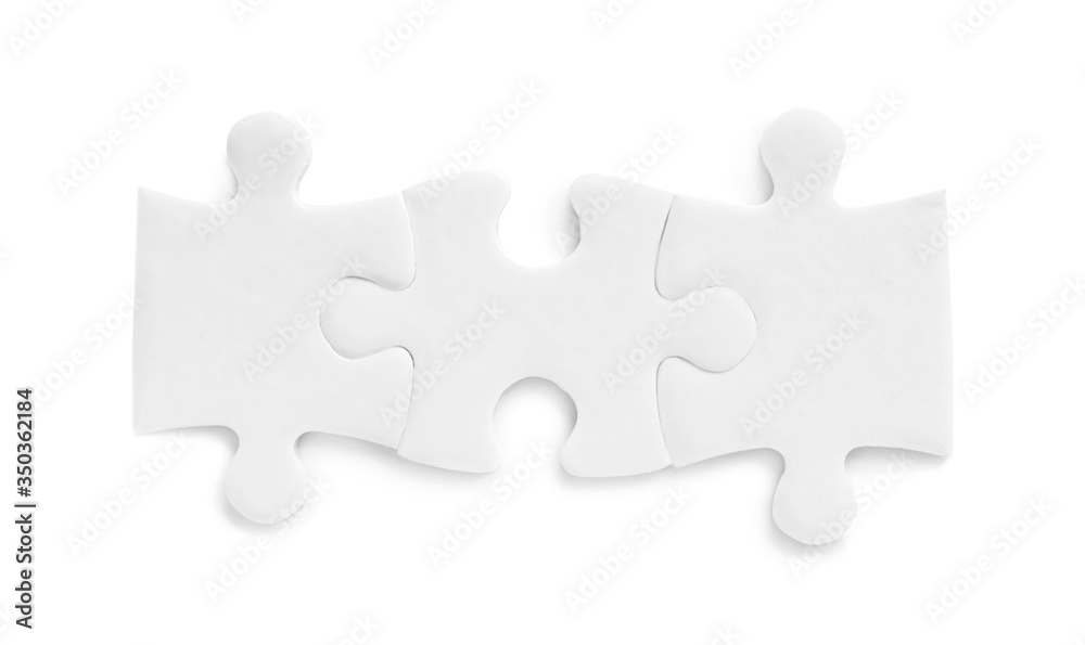 Blank puzzle pieces isolated on white, top view Blank puzzle pieces isolated on white, top view