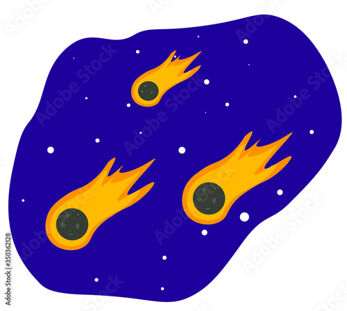 vector asteroid illustration for asteroid day 30 June. bright space meteorite vector illustration