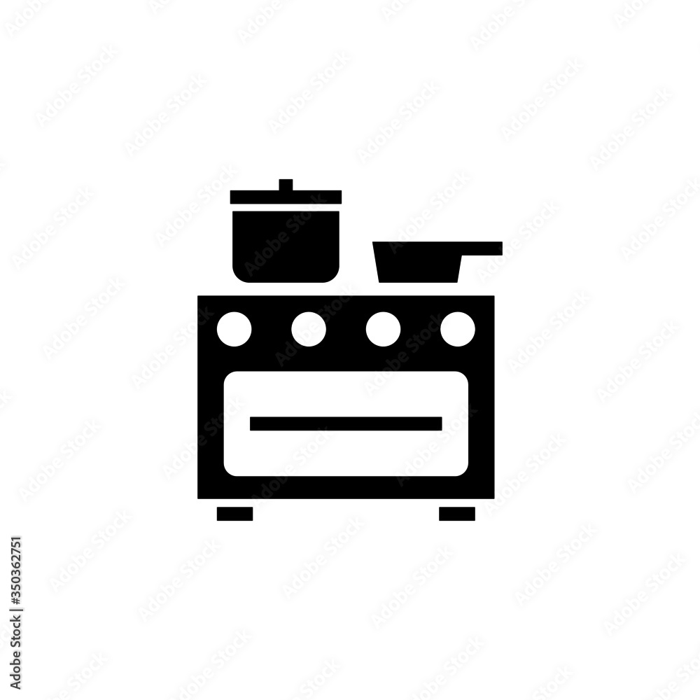 Stove vector icon in black flat shape design isolated on white background Stove vector icon in black flat shape design isolated on white background