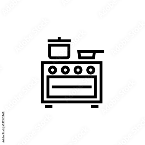 Stove vector icon in outline, linear style isolated on white background