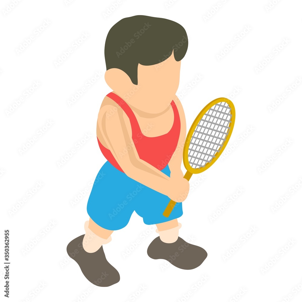 Tennis player icon. Isometric illustration of tennis player vector icon for web Tennis player icon. Isometric illustration of tennis player vector icon for web