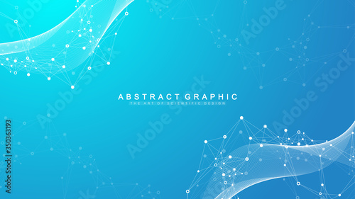 Abstract dynamic motion lines and dots background with colorful particles. Digital streaming background, wave flow. Plexus stream background. Big Data technology, vector illustration