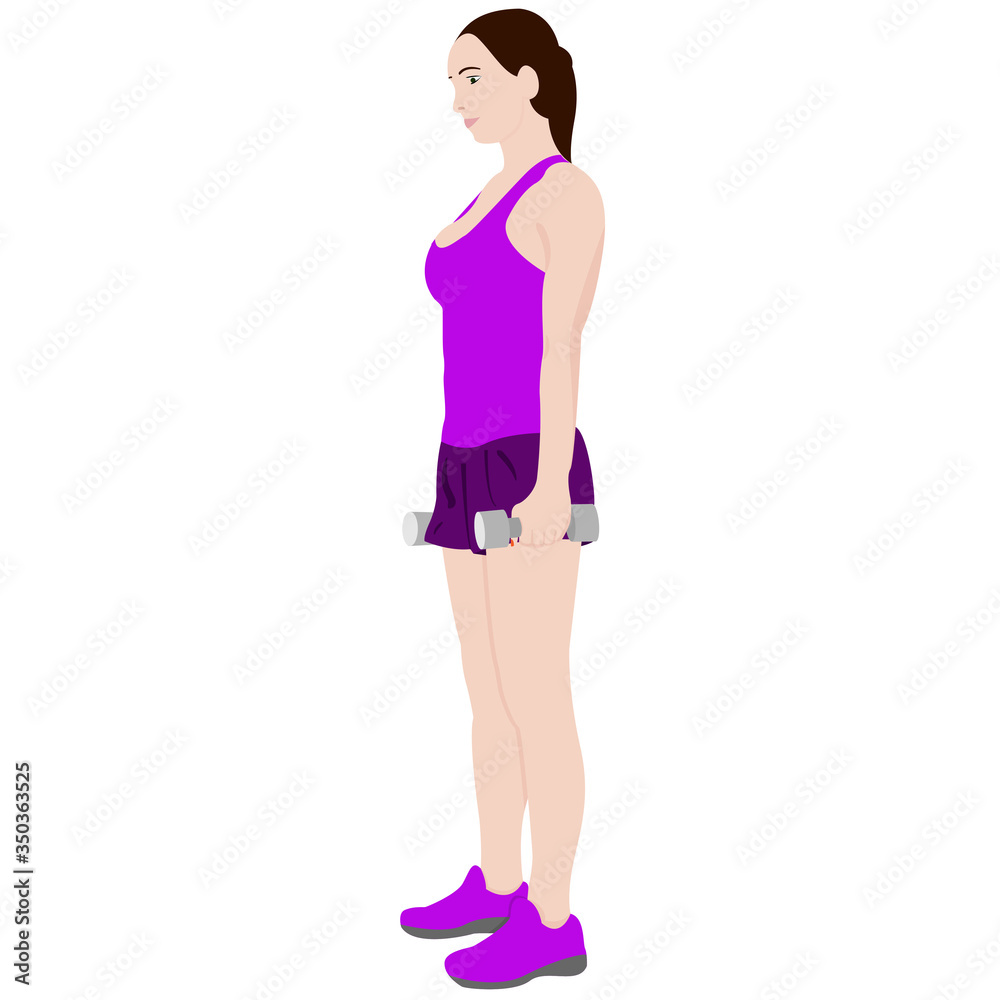 Illustration of women with dumbbells Illustration of women with dumbbells