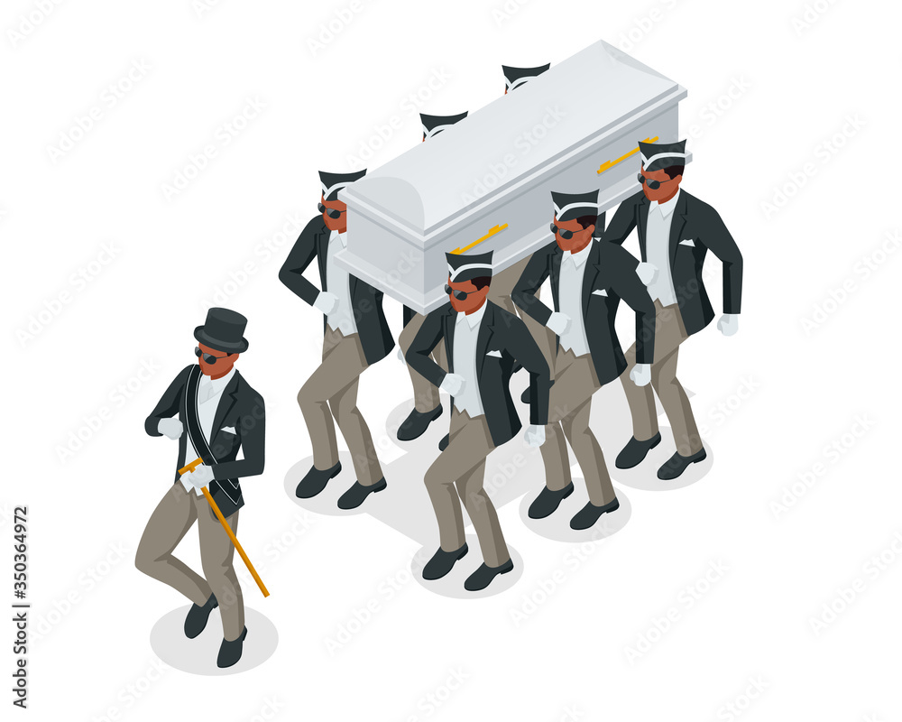 Dancing Coffin. Meme with black men who carry the coffin and dance