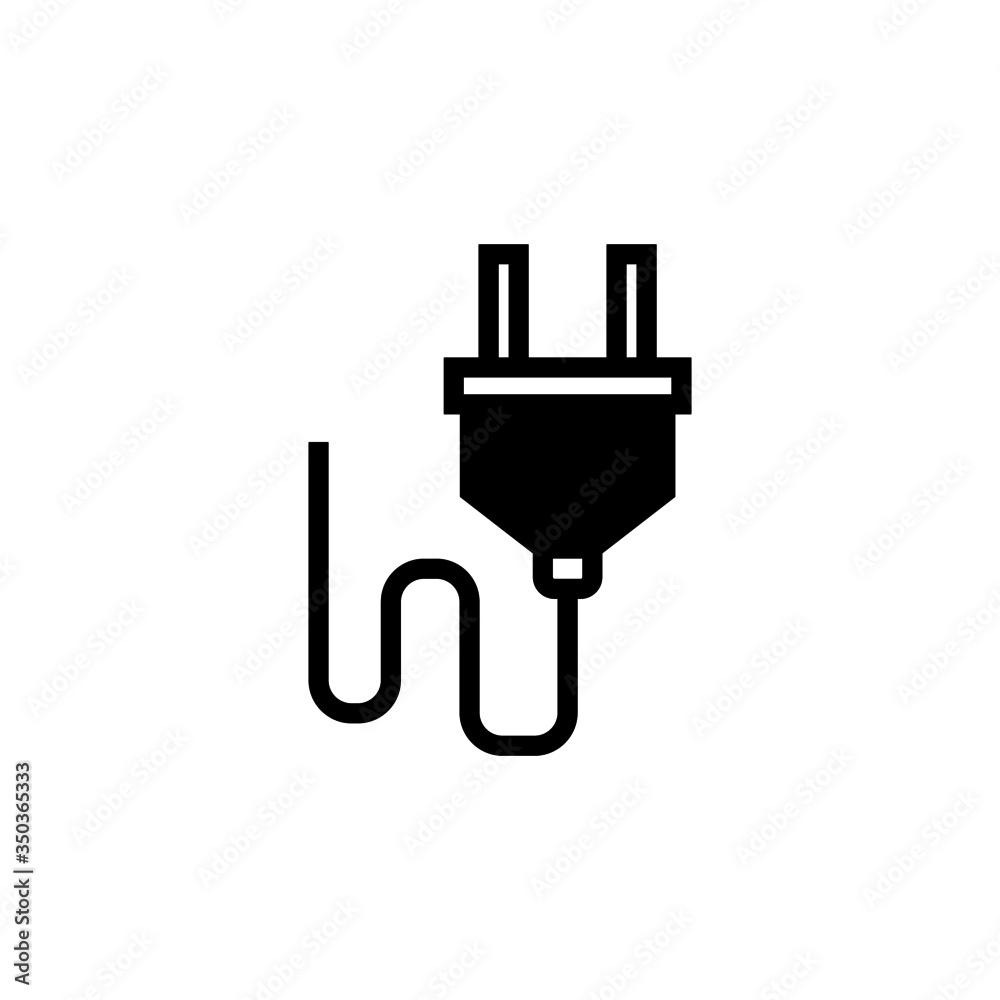Plug vector icon in black flat shape design isolated on white background Plug vector icon in black flat shape design isolated on white background