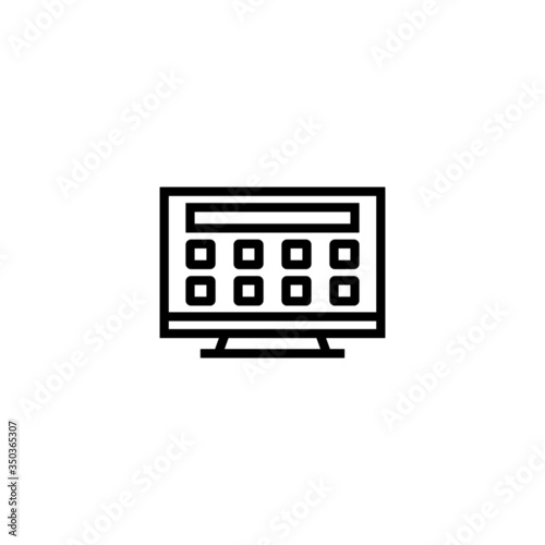 Smart tv vector icon in outline, linear style isolated on white background