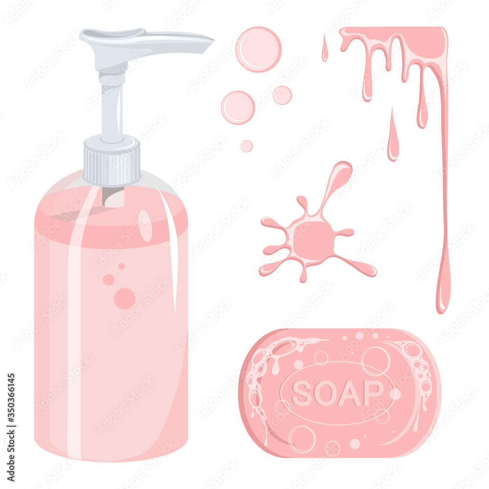 Graphics For Soap Soap set. Liquid gel. Soap bubble. Modern vector illustration for web ...