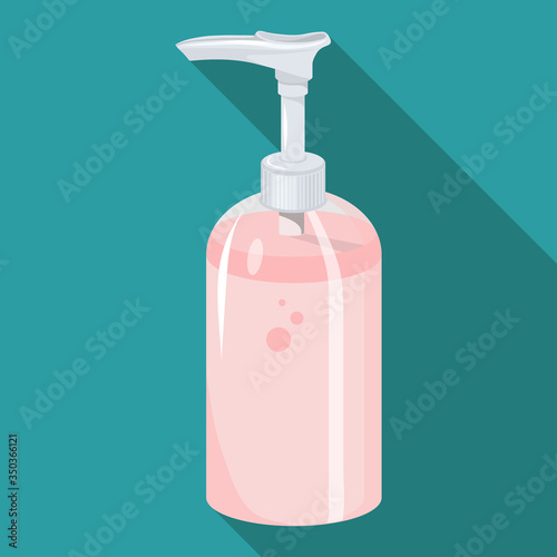 Flat Icon liquid soap. Isolated on blue background with long shadow. Modern vector illustration for web and mobile.