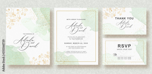 Beautiful wedding card with splash watercolor