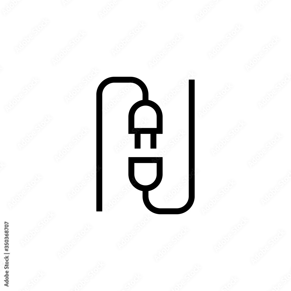 Connector vector icon in lineout, linear style isolated on white background Connector vector icon in lineout, linear style isolated on white background