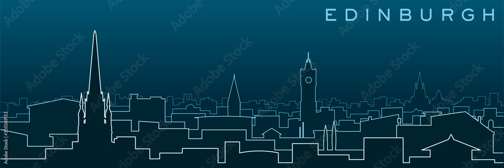 Edinburgh Multiple Lines Skyline and Landmarks