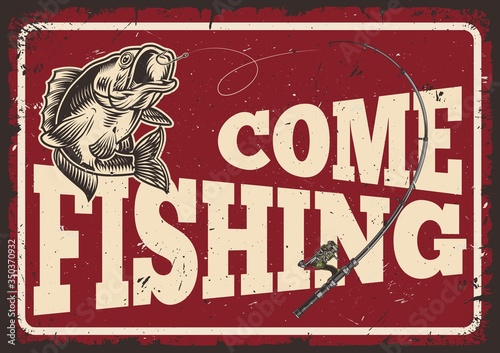 Fishing season vintage horizontal template