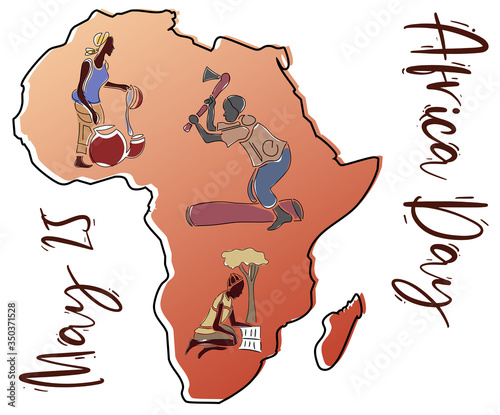Africa Day Illustration to Celebrate May 25th with Traditional People Working in Tradition Roles from African continent.