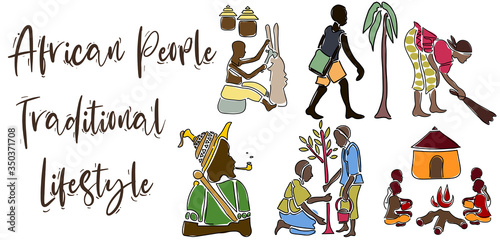 African People Celebrate Africa Day on May 25 Illustration with Traditional People Working in Tradition Roles from African continent.