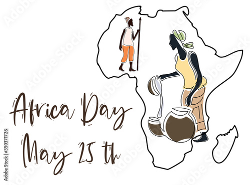 Africa Day Illustration to Celebrate May 25th with Traditional People Working in Tradition Roles from African continent.