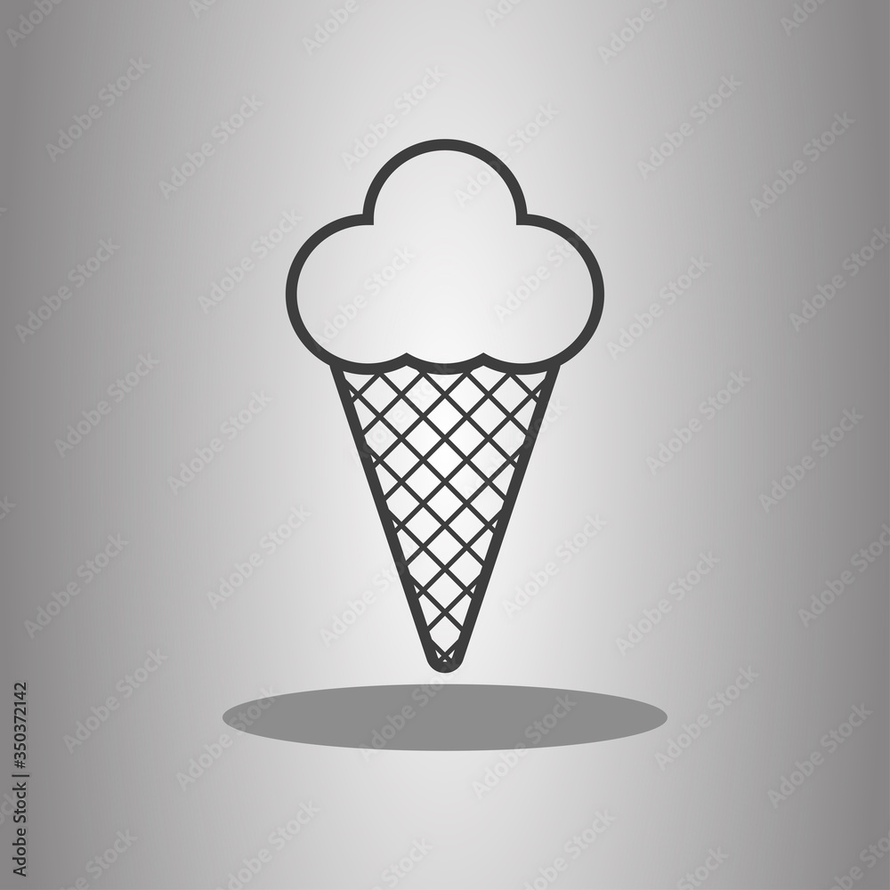 Ice cream simple icon vector with shadow. Flat desing Ice cream simple icon vector with shadow. Flat desing