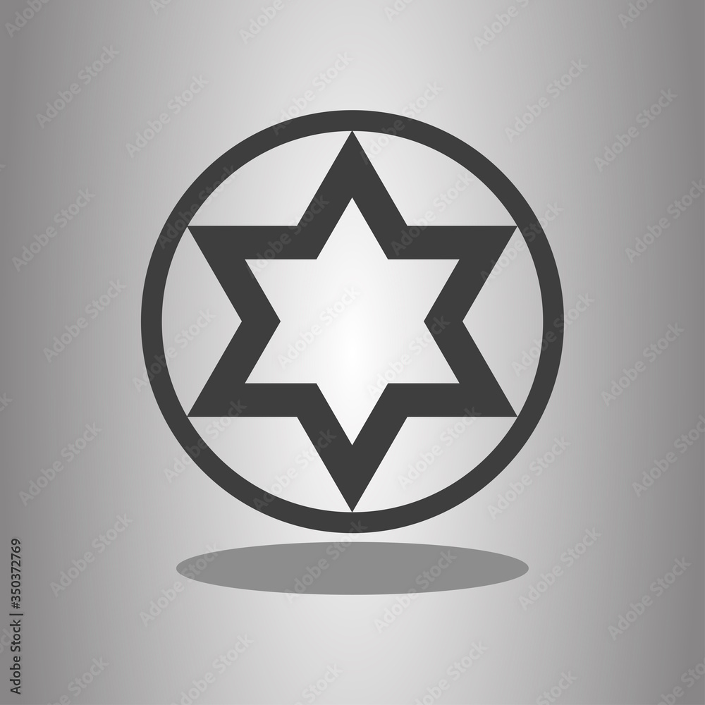 Shield of David simple icon vector with shadow. Flat desing Shield of David simple icon vector with shadow. Flat desing
