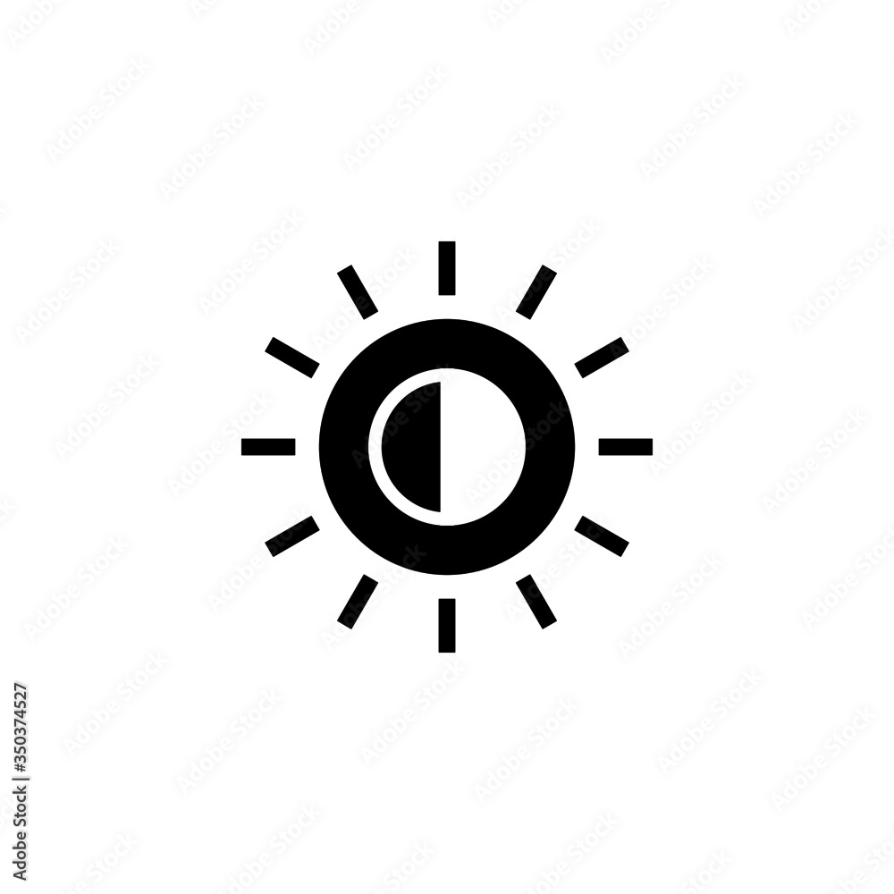 Brightness option vector icon in black solid flat design icon isolated on white background